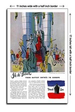 1949 Ile De France Your Gayest Entree to Europe French Line - 11x17 Poster