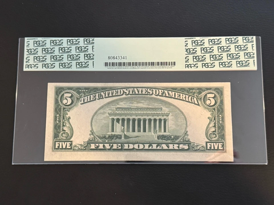 1950 $5 FRN. PCGS Uncirculated 63 PPQ Banknote. WIDE I FR. 1961c - Image 2 of 4