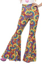 Tie Dye Flared Trousers Hippie Adult Costume