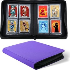 Top Loader Binder 4 Pocket, PU Leather Card Binder Top Loader with 128 Pockets,
