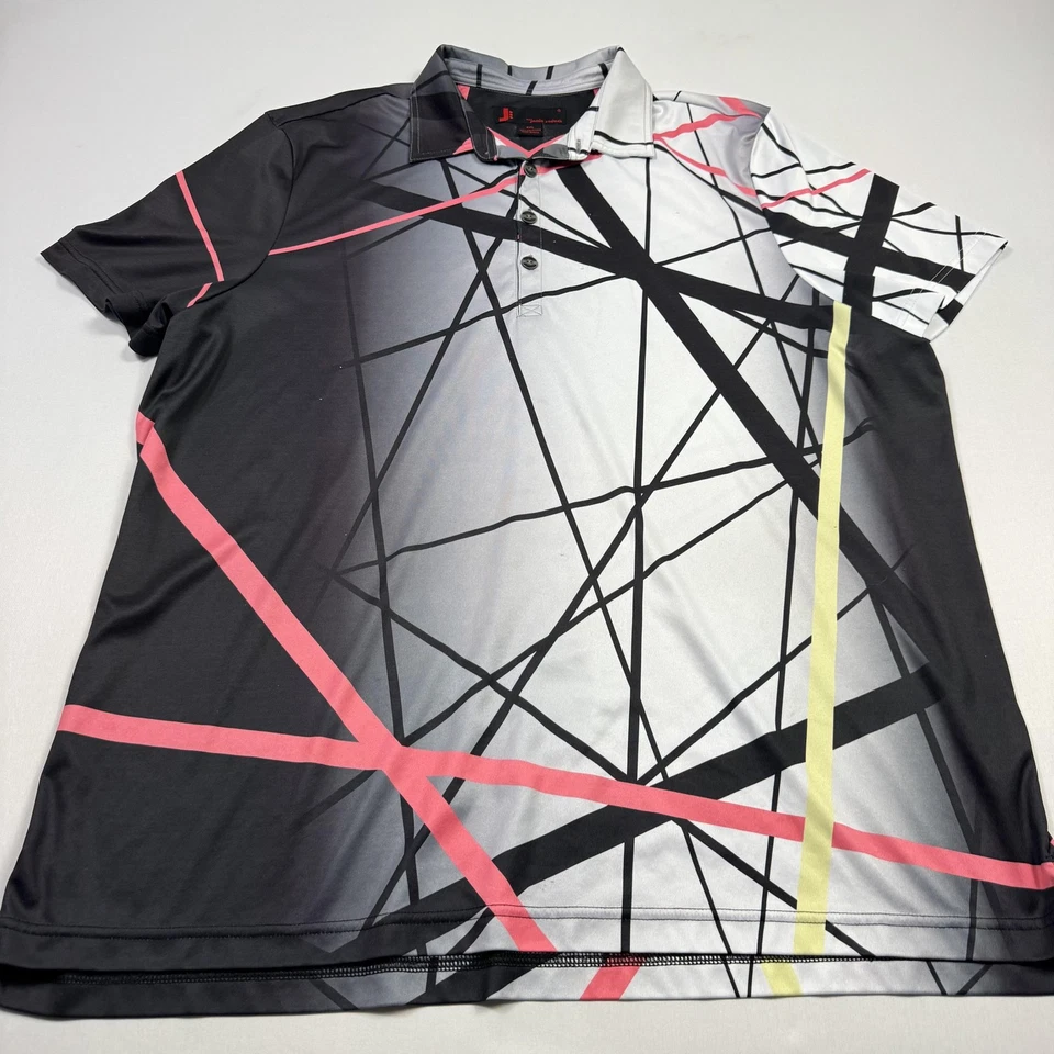 Camisa Polo Jamie Sadock Para Hombres 2XL Negra Blanca Abstracta Geométrica Golf Poliéster Foto 2 de 4