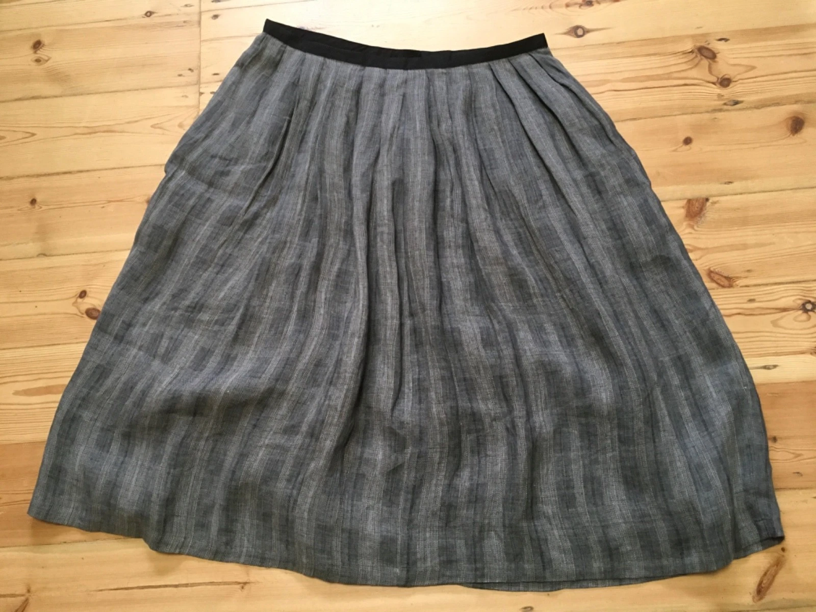 NWT Toast Angelina skirt grey striped linen pleatd midi skirt pockets 16