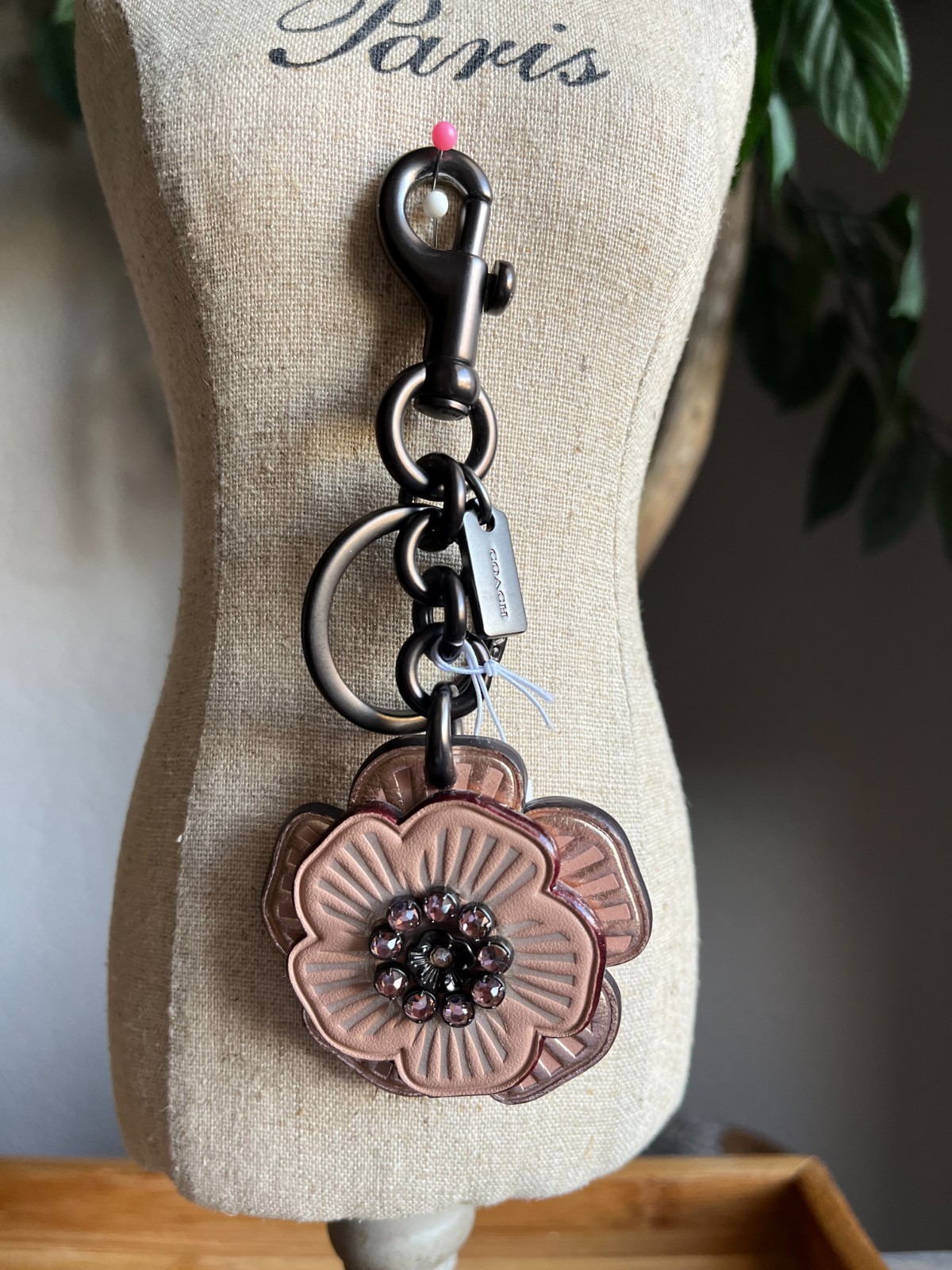 Elegant Coach Tea Rose Bag Charm