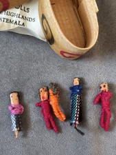 Set of 5 Handmade Guatemalan Worry Dolls Box - COLORFUL 1" FOLK ART DOLLS