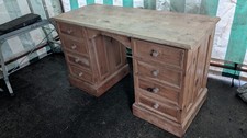 Chunky solid pine one piece desk 8 drawers LS120126A0