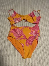 Athleta Kailua Moor Cutout One Piece Swimsuit S Mango Orange Pink