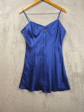 Vtg Y2K 90s Victorias Secret Silk Cami Top Peephole Layering Navy Lingerie Large