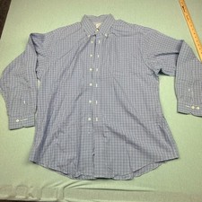Brooks Brothers Men's Button Up Dress Shirt - Blue/White Check - SIZE XL