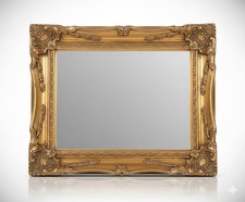 Miroir Ancien Louis XVI Bois Doré Sculpté Glace Biseautée XIXe