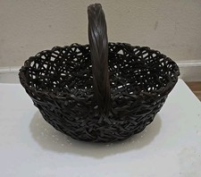 Dark Wicker Willow Basket 15" Wide 12" Tall/Length Open Woven