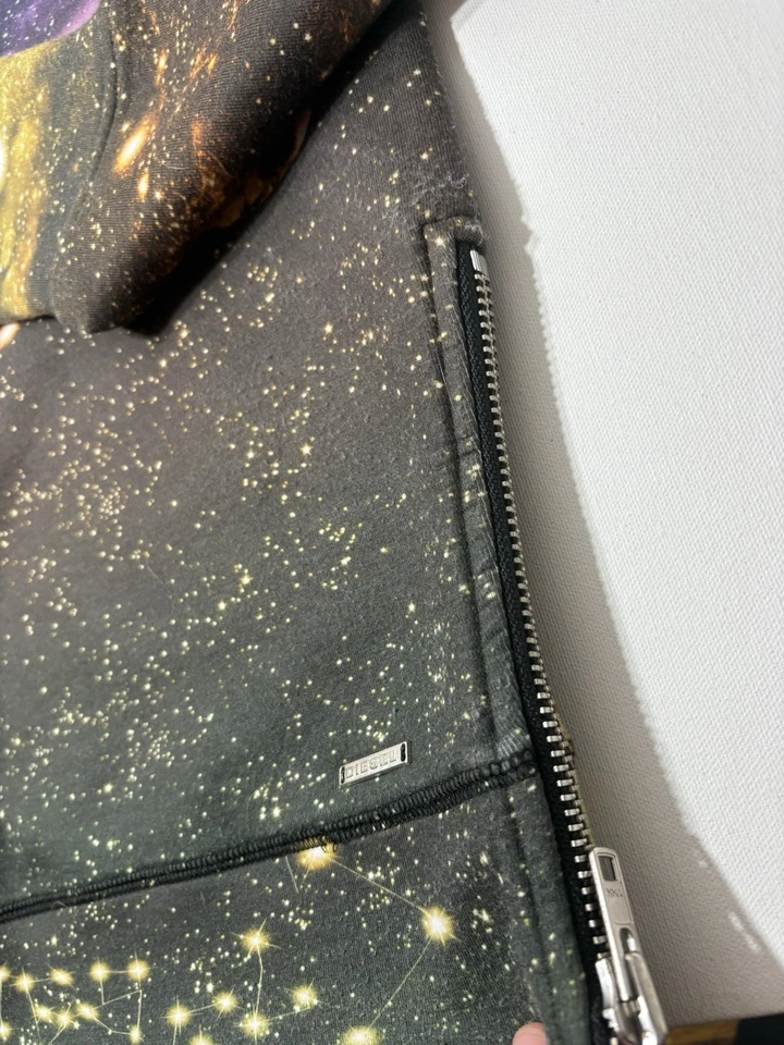 Diesel Sudadera Para Hombres S Polar Pullover Galaxy Estampado Completo AOP Cremallera Suéter Foto 2 de 4