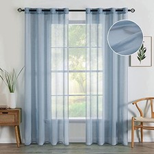 2 Panels Semi Sheer Window Curtains 84 Inch 54"W x 84"L Pack of 2 Dusty Blue