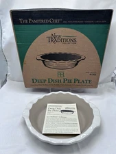 Pampered Chef New Tradition Stoneware 9” Fluted Deep Dish Pie Pan 1305 NIB!