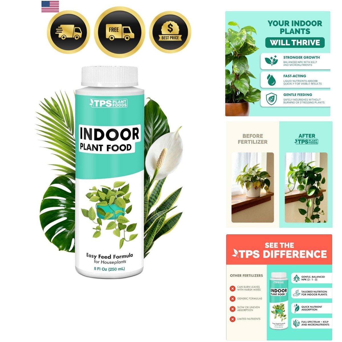 Indoor Plant Food  Liquid Fertilizer for New Growth, Healthy Leaves &  Strong... | eBay