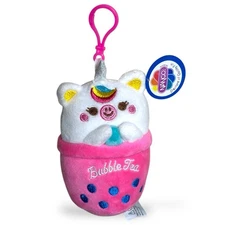 Nanco Unicorn Bubble Tea Plush Keychain Backpack Clip On 5 Inch White Pink Drink