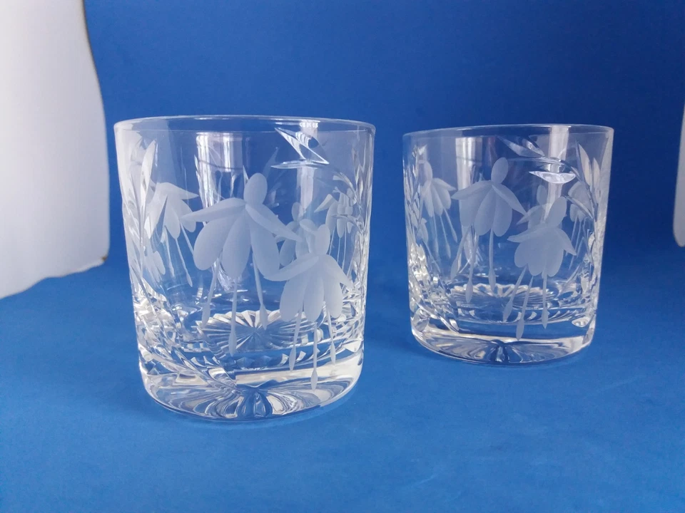 PAIR of STUART CRYSTAL CASCADE WHISKY TUMBLERS -- FUCHSIA. .. #1 - Image 2 of 4