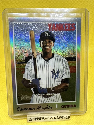 2019 TOPPS HERITAGE - CAMERON MAYBIN / Yankees - CHROME CARD REFRACTOR #ed /569 - Bild 1 von 4
