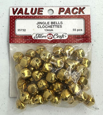 Fibre Craft Gold Jingle Bells 13mm Value Pack 55 pcs Craft Holiday Decor