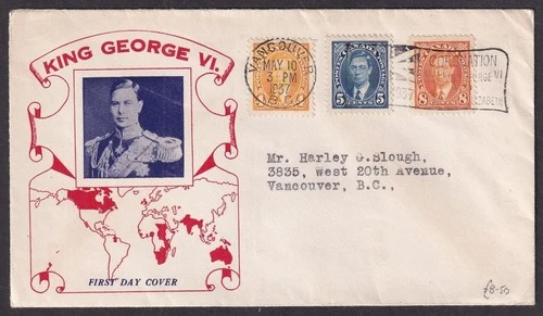 Canada 1937 King George VI 4c, 5c & 8c on pictorial First Day cover