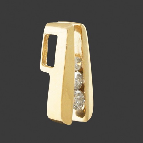Modernist Solid 14K Gold & .26 CTW Channel Set 3 Diamond Estate Journey Pendant - Picture 2 of 8