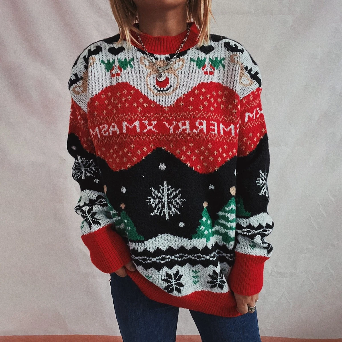 Half zip top christmas sweater