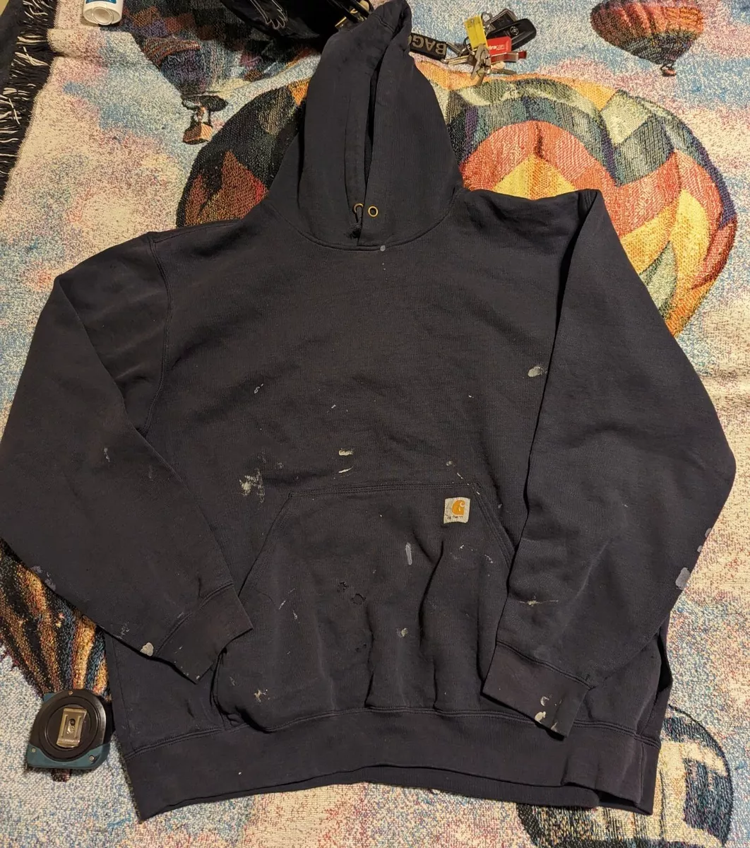 Carhartt K121 Hoodie Men s XL Original Fit Black Pullover Sweatshirt Paint