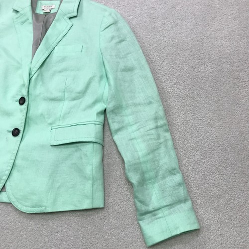 J. Crew Linen Blazer Womens 2 Light Green Button Front Jacket Light Coastal - Picture 5 of 24