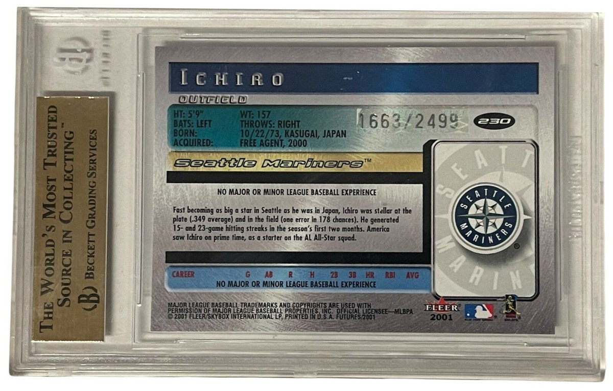 Ichiro Suzuki 2001 Fleer Futures Rookie Card- SP 1663/2499-BGS 