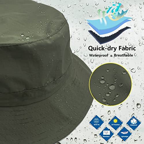 Waterproof Bucket Rain Hat with Chin Strap Quick Dry Medium  display picture 2