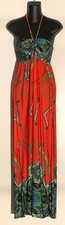 Mojeska Multi Colored Sleeveless Long Dress With Tie Neck - ONE SIZE