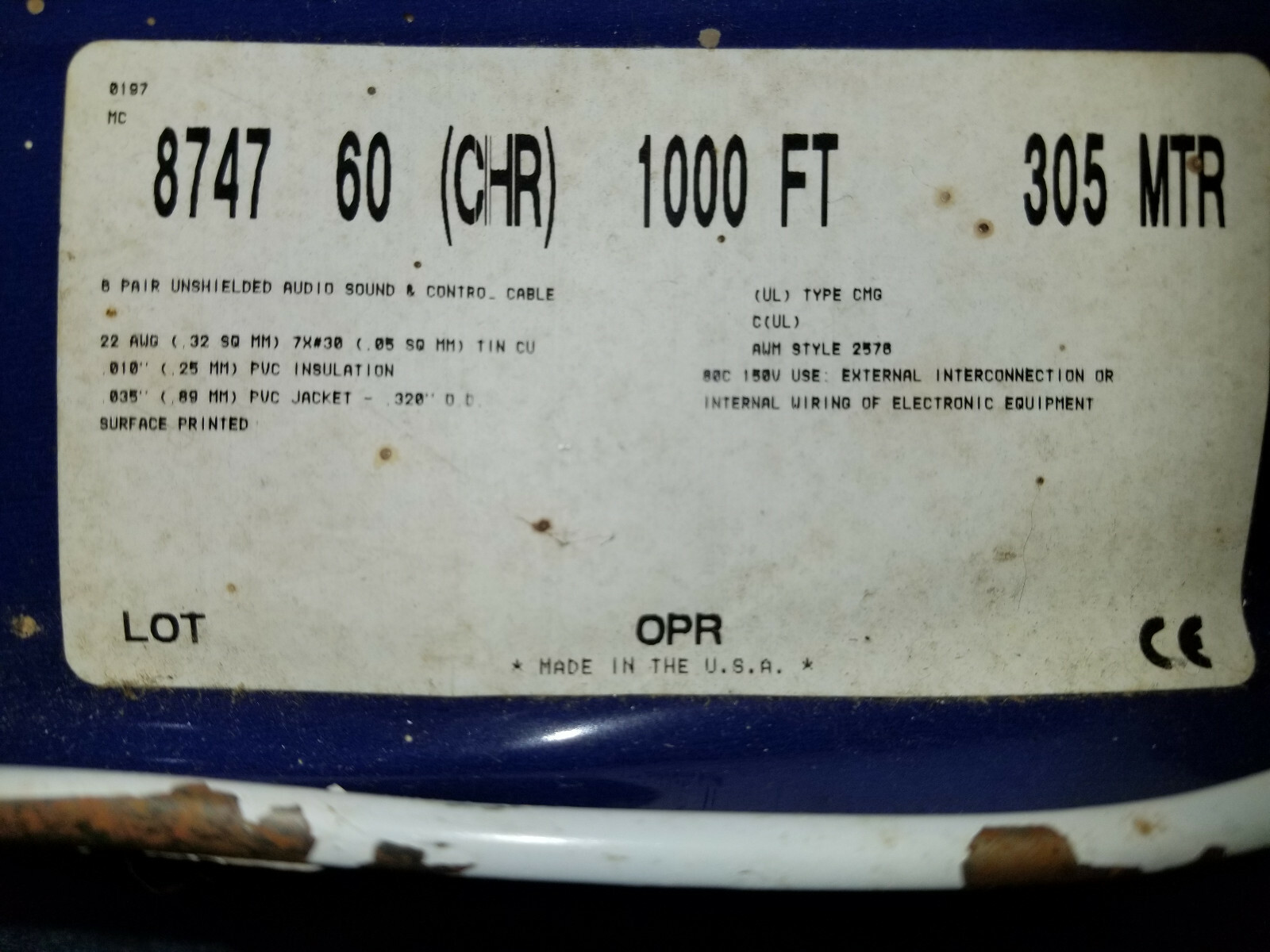 Câble Belden 8747 22/6P – 100 Pieds – Paire Torsadée Pour Audio/instrumentation/contrôle – Cuivre étamé