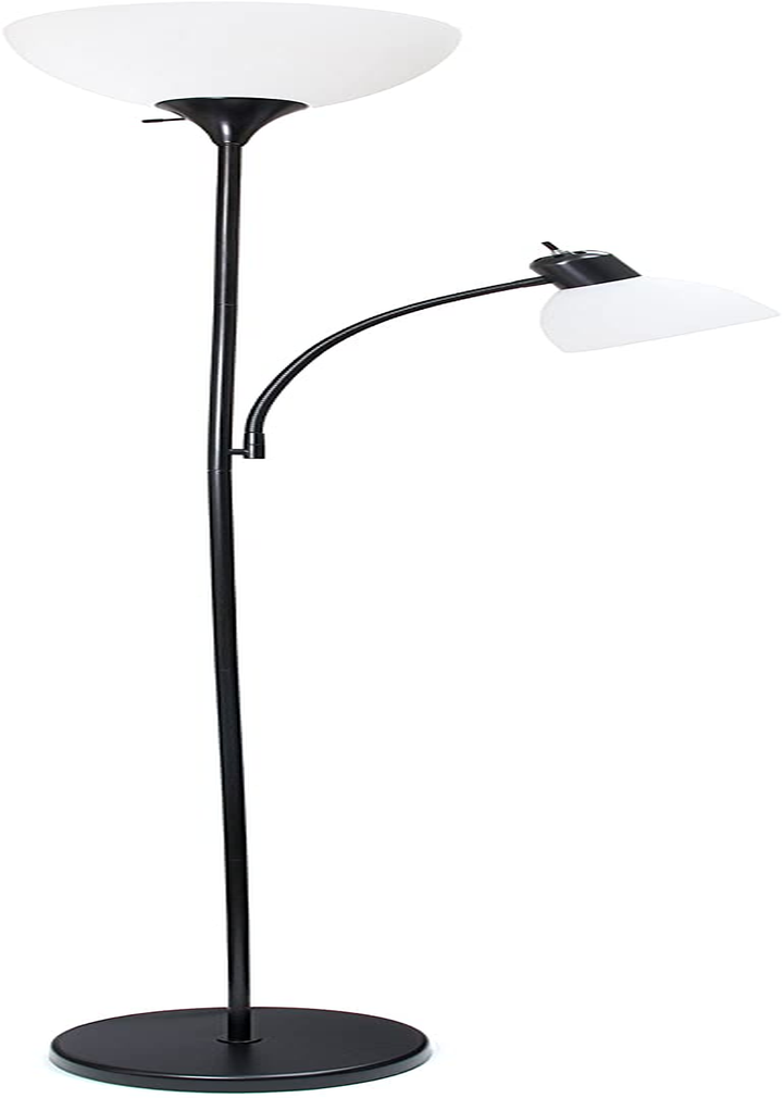 Black Simple Designs LF2000-BLK Mother-Daughter Floor Lamp with Adjustable Reading Light