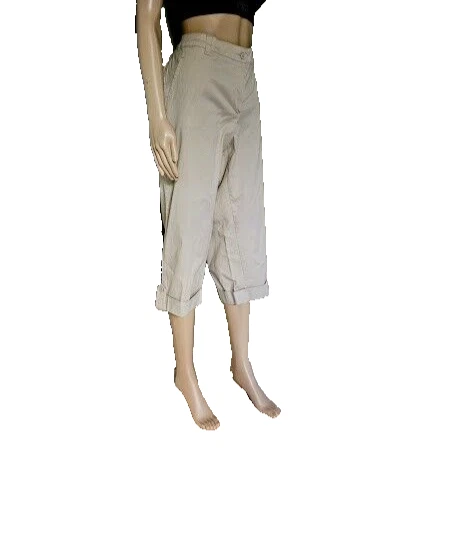 Avenue Women's Capri Cargo Pant Modern Fit Beige Size 16