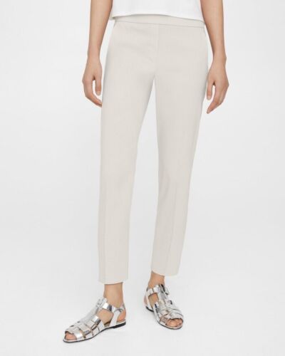Theory Treeca Pull On Eco Crunch Wash Straight Leg Crop Trousers Pants NWT sz 8