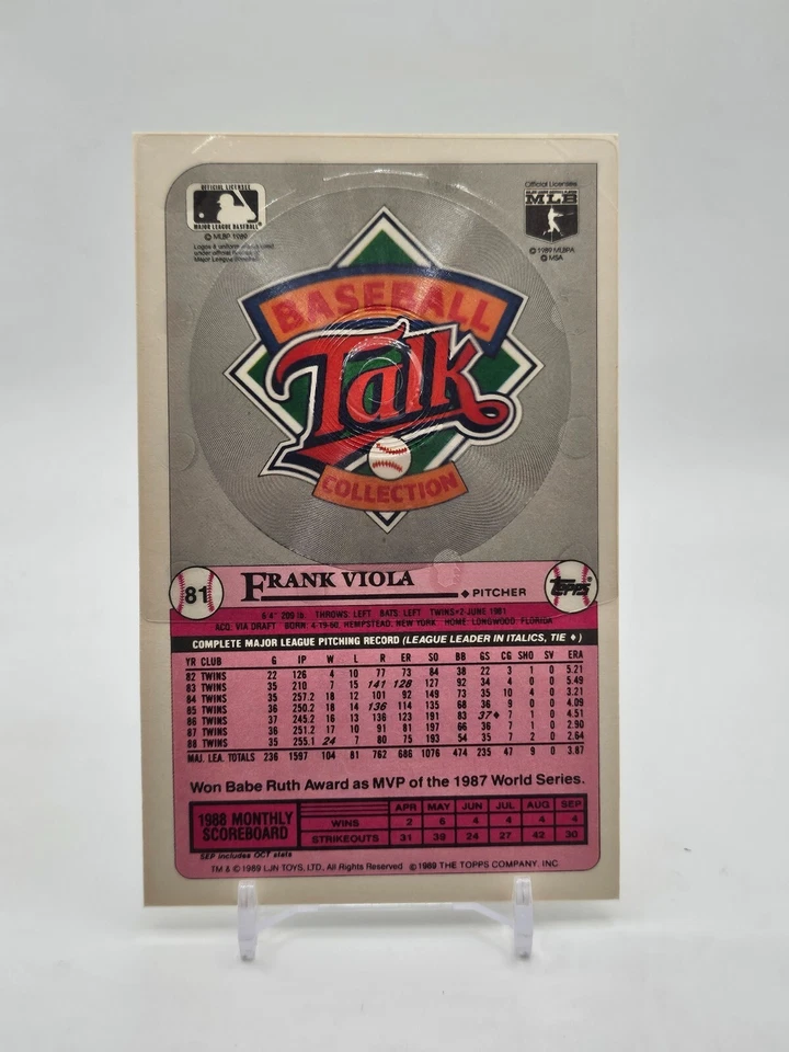Frank Viola FACSIMILE AUTO 1989 Topps/LJN BASEBALL TALK #81 Minnesota Twins HOF - Image 2 of 2