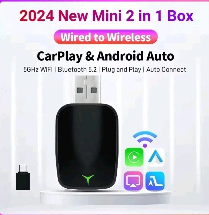 In 1 Wireless CarPlay Ai Box Android Auto Adattatore Plug & Play per Auto - Immagine 1