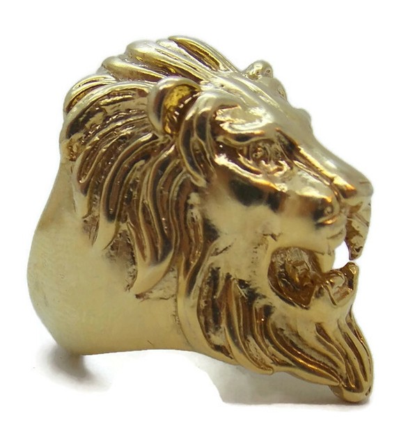 14k Solid Yellow Gold Lion Head Ring!! eBay