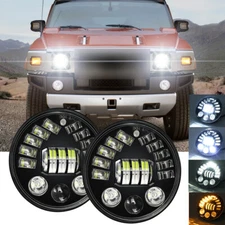 For Hummer H2 2003-2009 Pair 7" inch Round LED Headlights Halo DRL Projector