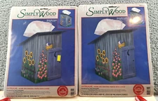 VINTAGE LOT OF 2  Simply Wood Outhouse Tissue Box Cover Build Kit 1999 USA NWT