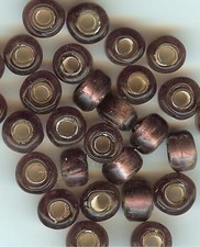 CROW/PONY GLASS BEAD -MAUVE SILVERLINED -10mm - 50 