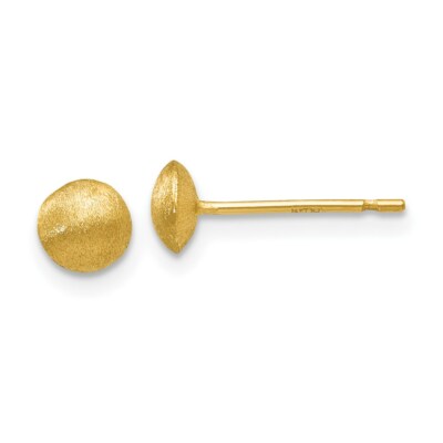 Echte 14kt Gelbgold 5mm Satin Puffed Button Ohrstecker