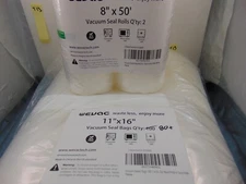 LOT OF Wevac Vacuum Sealer Bags 100 Gallon 11x16 Inch  &  8"x50' Rolls