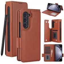 For Samsung Galaxy Z Fold 7/6/5/4 Magnetic Leather Card Wallet Stand Case+Stylus