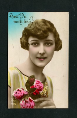 ''Do you love me?'' Girl with Flowers Circa 1930 (SI-3)