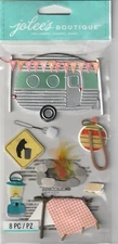 NEW! Jolee's Boutique 3-D stickers Glamping CAMPING Theme 97657 Fast FREE Ship!