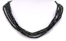 Sterling Silver 190.00 Carats Black Spinel Beads 5 strand 18"L Necklace