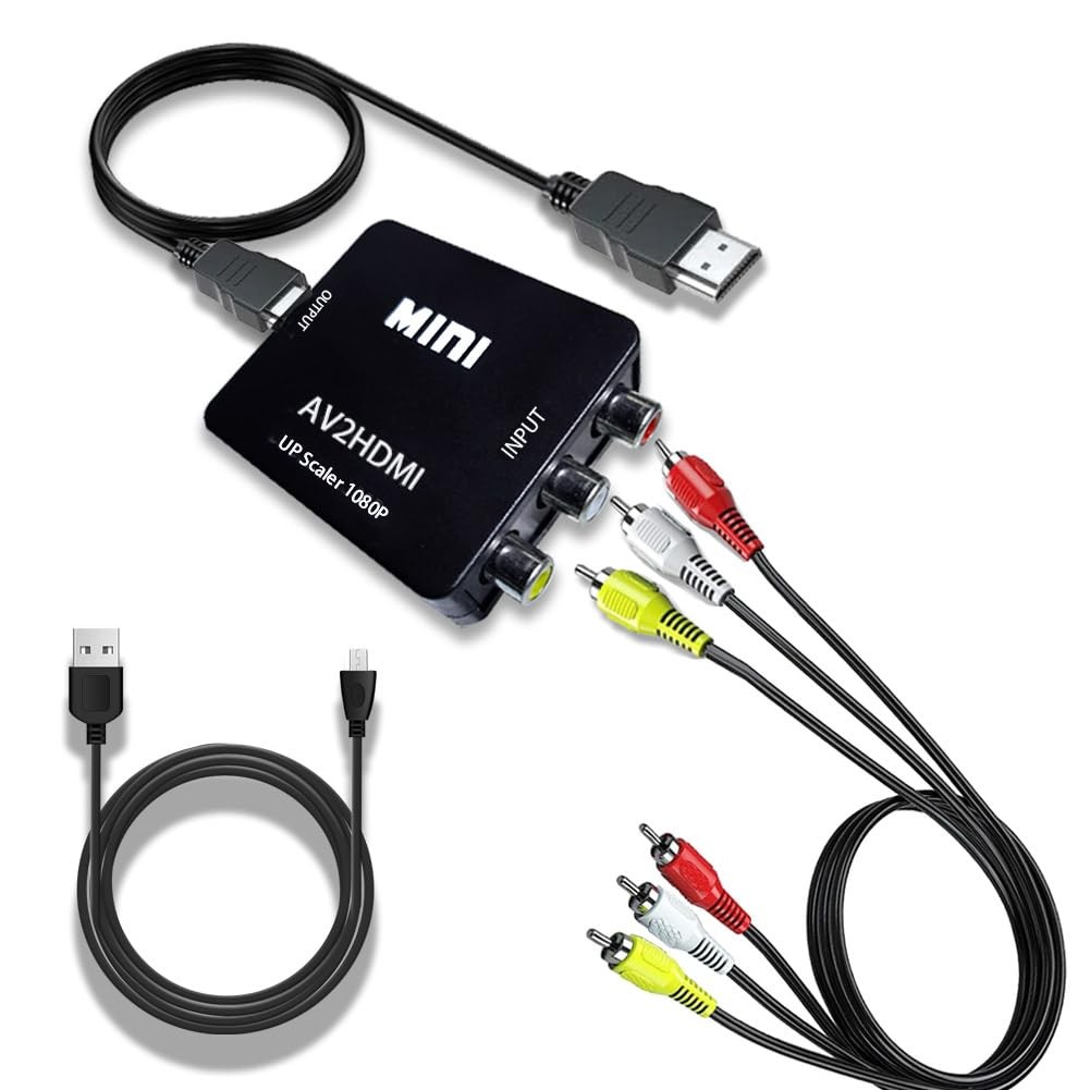 RCA to HDMI Converter, AV to HDMI Converter Pack Set, 1080P RCA Composite CVB...