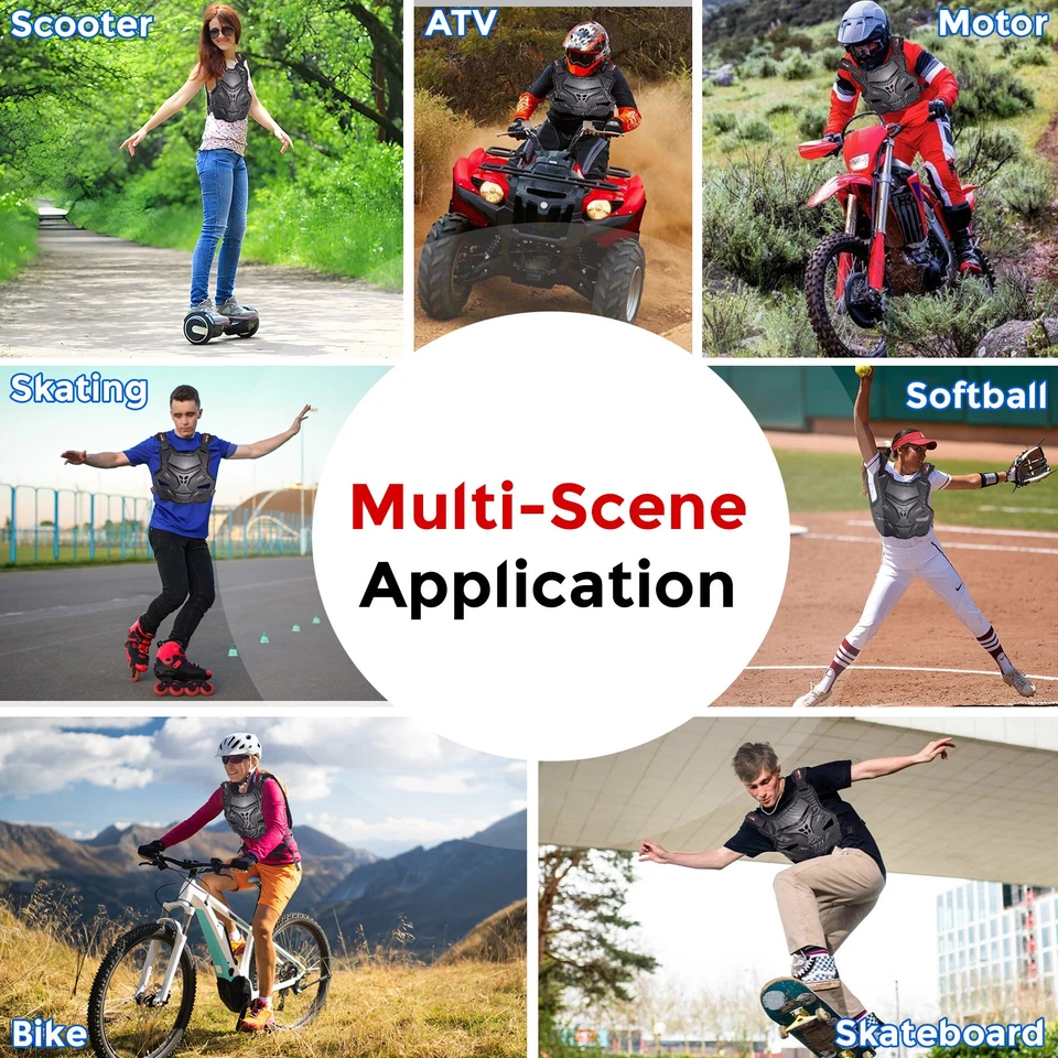 Protector de pecho de motocross negro ligero para hombre adulto Foto 2 de 4