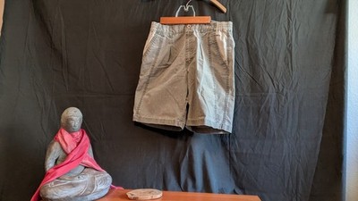 Vintage Structure Men s Pleated Canvas Shorts Size 30 Gray Elastic Waist Outdoor