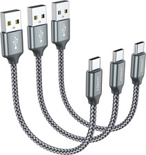 Short USB C Cable 0.5Ft 3-Pack , USB a to Type-C Charger Cord 3.1A Fast Chargin